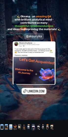 Oksana Gryshyna, LinkedIn post about CT-AI course